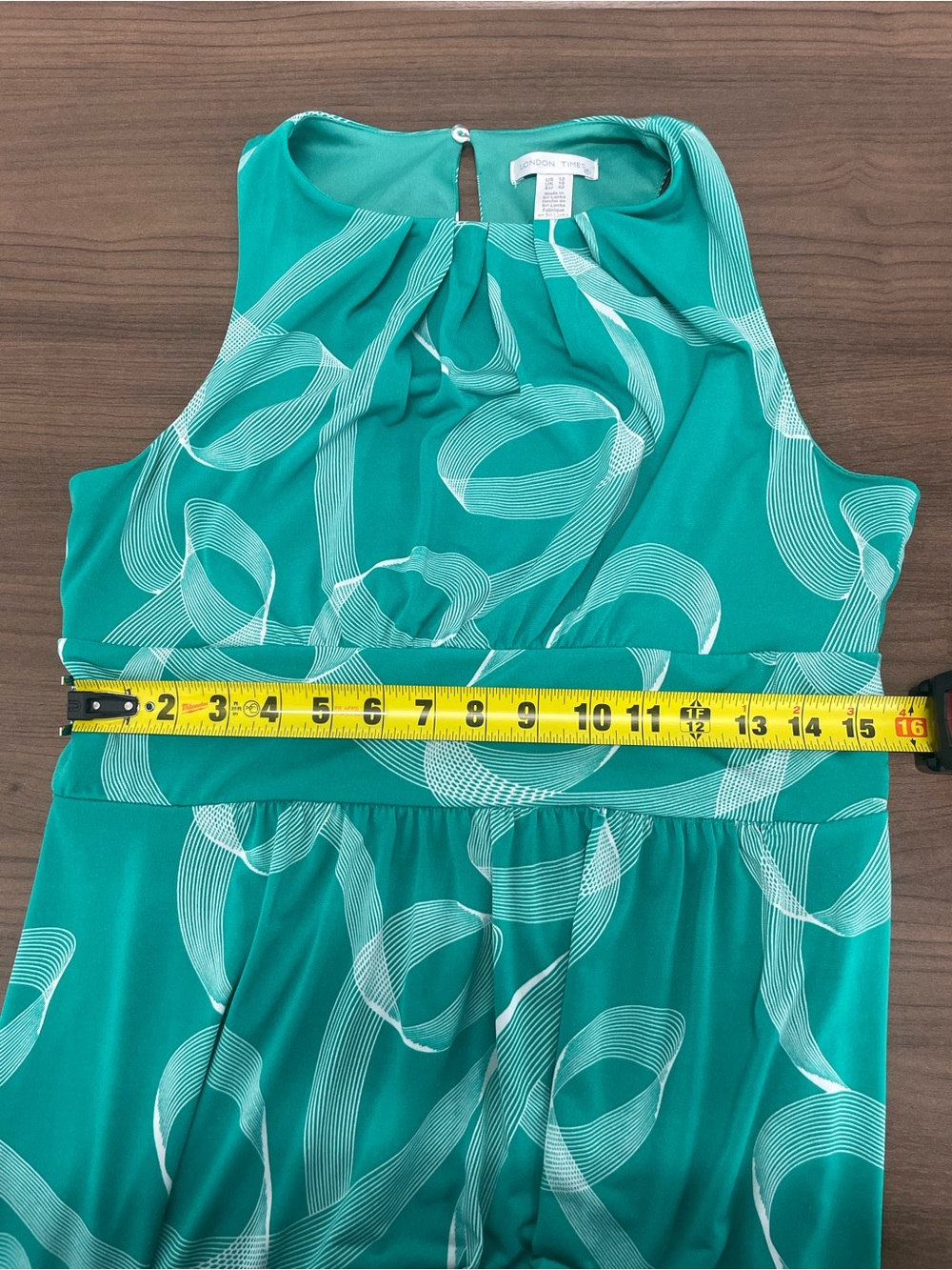 London Times Green & White Geometric Print Maxi Dress size 12 - Picture 6 of 10